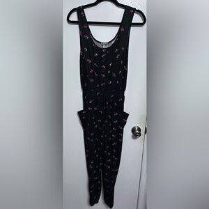 J for Justify Women's Medium Cherry Print Sleeveless Wide-Leg Jumpsuit